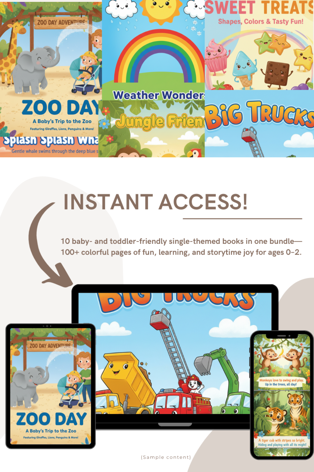 10 Baby & Toddler Single-Themed eBooks (Ages 0-2) | Space, Trucks, Zoo, Colors, Jungle Friends & More!