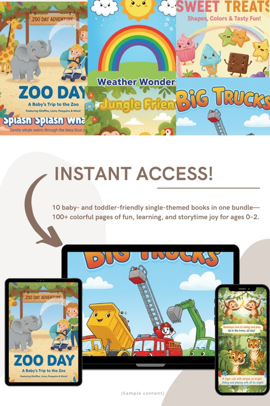 10 Baby & Toddler Single-Themed eBooks (Ages 0-2) | Space, Trucks, Zoo, Colors, Jungle Friends & More!