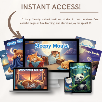 10 Baby & Toddler Animal Story eBooks (Ages 0–2) | 100+ Illustrated Pages of Sleepy Fun