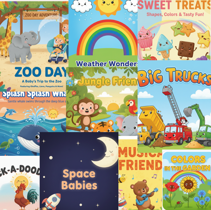 10 Baby & Toddler Single-Themed eBooks (Ages 0-2) | Space, Trucks, Zoo, Colors, Jungle Friends & More!
